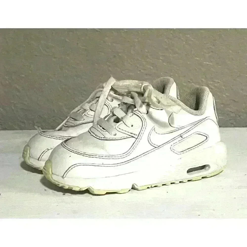 Nike Air Max 90 Leather Triple White 833416-100 Infant Size 7C‎